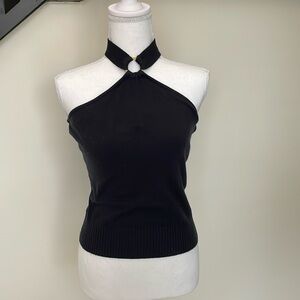New York & Co. Black Hardware Detail Sweater Halter. Small